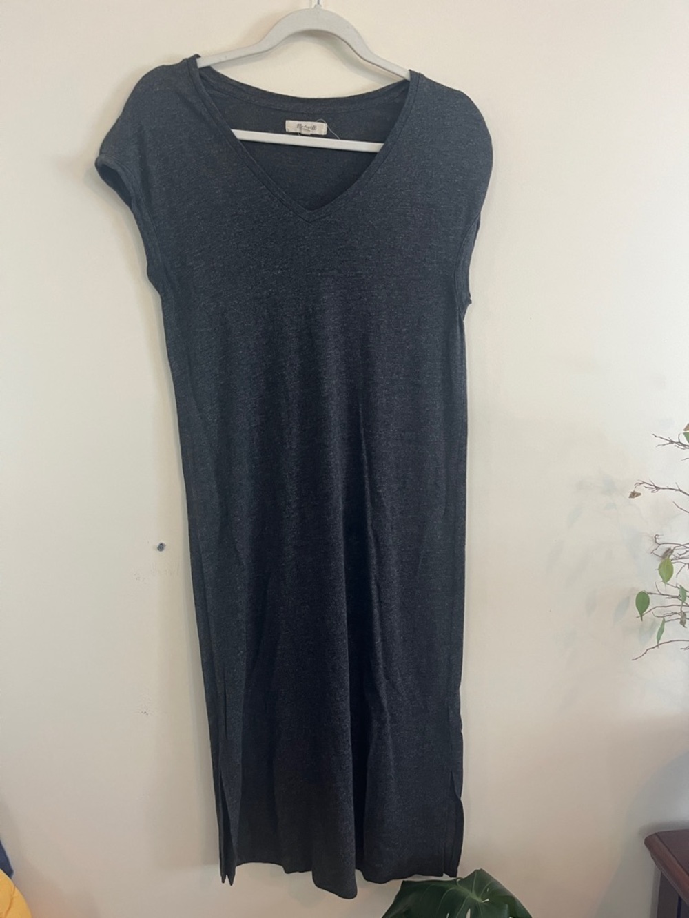 Madewell Gray Midi Dress Viscose Cotton Minimalist Basic Casual S Everyday